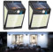 Lot de 2 projecteurs solaires à LED d'extérieur avec détecteur de mouvement, 238 LED 3 modes lampe solaire étanche pour jardin, cour, patio, garage, mur (blanc froid)