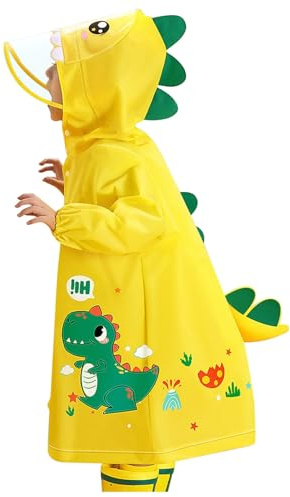 Generico Impermeabile Bambini Poncho Pioggia con Cappello a Tesa Trasparente Ragazze Ragazzi Giacche per La Pioggia con Tasca Bottoni Cerniera Raincoat 1-7 Anni