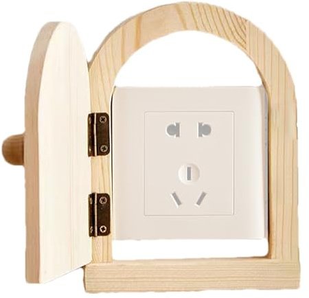 Door Socket Cover - Wood Protection, Self-Adhesive, Outlet Plate Made of Solid Wood, Wear-resistant Construction, Edge Protection Design, With The Living Space, Energy Saving U, pine, see