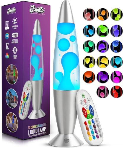 JAMBO 16 Inch LED 17-Color Changing Motion Lamp with Remote, LED Light for Kids Teens and Adults, Night Light Nightlight, Relaxing Magma Lamp for Bedroom Living Room Office Kitchen, Home Decor