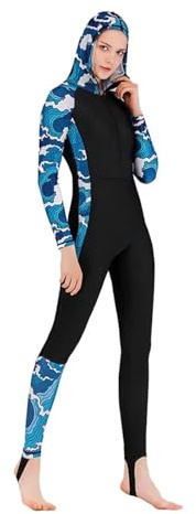 Muta Muta da sub con cappuccio donna, costume bagno, protezione anti-rash integrale, abbigliamento for meduse, snorkeling Per le immersioni(Color 3,M)