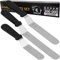 Chefarone Spatules Coudées à Pâtisserie - Acier Inoxydable - Couteaux Lisses pour Glaçage et Nappage, Lot de 3 - Noir