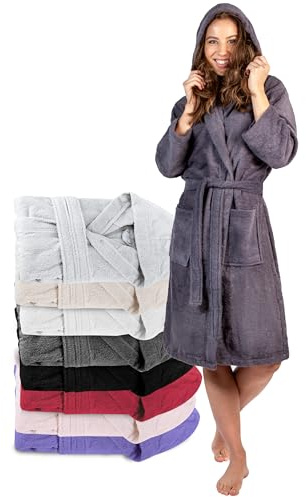 Badrock Dam – Xs, S, M, L, Xl, Xxl – 100% Bomull Oeko-Tex® Certifierad – Badrock Med Huva, 2 Fickor, Bälte