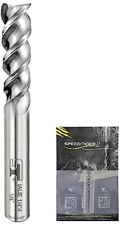 SPEED TIGER IAUE Carbide Square End Mill for Aluminum Applications - High Feed U-Type Design - for Roughing and Finishing - 3 Flute - IAUE3/83 - Made in Taiwan (1 Piece, 3/8)