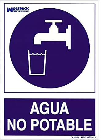 Cartel Agua No Potable 30x21cm.