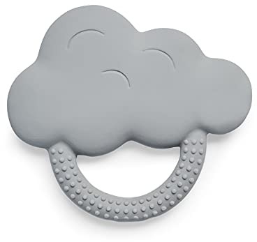 Jollein Naturkautschuk Beißring Cloud Storm Grey - Wolke - Greifling - Zahnungshilfe - Schadstofffrei und BPA-Frei - Baby Spielzeug - Grau