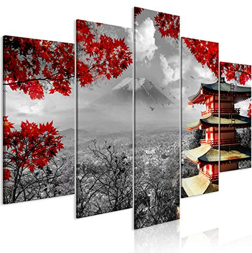 murando - Quadro Acustico Japan 5 pezzi schiuma acustica Quadri Moderni Grandi - Camera da Letto Matrimoniale - Stampa su Tela - Pannelli Fonoassorbenti Decorativi - Fonoassorbente