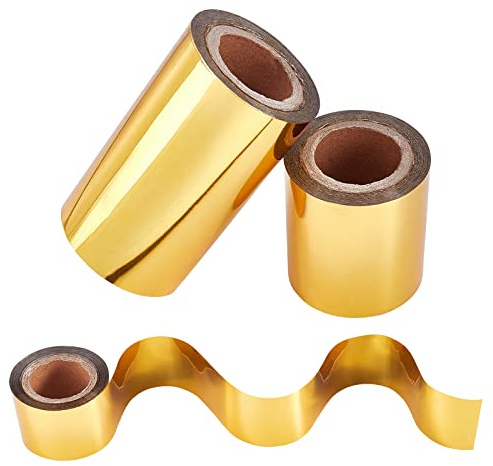 SUPERFINDINGS 3 Rotoli 90m Carta per Stampa a Caldo 3 Dimensioni d'oro Metallico Calore trasferimento Carta stagnola Rotolo di Carta/Calore Penna di Carta stagnola di Biglietti Scintillanti