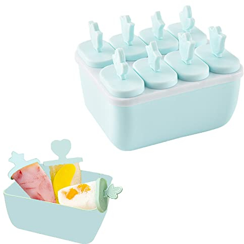 Moules à Glaces,Moule Esquimaux,6 Cavités DIY Moules pour Glaces,Lot de Moules à Sucettes Glacées Amovibles avec Base,Moule à Glace Popsicle Réutilisable,Moule Glace pour Enfants et Adultes (Bleu)