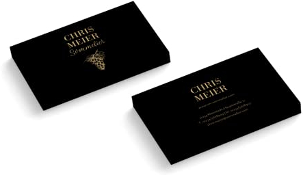 Visitenkarten | 350 g Qualitätsdruck | 2-seitig | Text + Farbe sofort anpassen | 85 x 55 mm | sofort gestalten | Design Sommelier | hochwertig (Schwarz, 50 Stück)