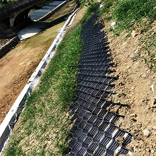 ERRULAN Kiesgitter Kiesgitter 2 Zoll Hoch, Wabenförmige Pflastersteine Mit Entwässerungslöchern, Terrassen/Schuppen/Hänge/Wege Und Parkplätze, Schwarz, Leicht Zu Schneiden