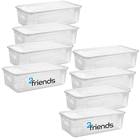 2friends Aufbewahrungsbox mit Deckel, 5 Liter Boxen Aufbewahrung, 8er Set Aufbewahrungsboxen, Plastikbox mit Deckel, Kisten Aufbewahrung mit Deckel und Strukturdesign, Model: Jonas, Made in Europe