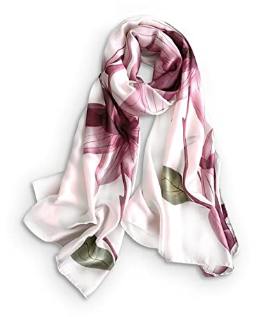 LumiSyne Sciarpa Di Seta Donna Fiore Foglia Pianta Stampato Stile Lungo Sciarpa Morbido Calda Scialle Stole Protezione Solare Donna Tutte Le Stagioni