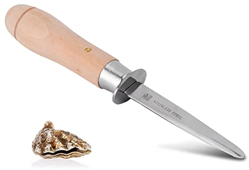 HERCHR Coltello per ostriche, Coltello per sgusciare ostriche con Manico in Legno Strumento per Aprire ostriche per Frutti di Mare