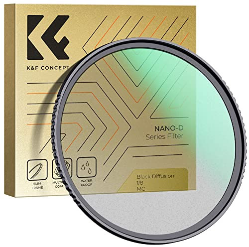 K&F CONCEPT Nano-Dazzle Filtro Black-Mist 1/8 Filtro de Niebla Negra de Vidrio Óptico para Suavizador de Retrato Imagen y Vídeo para Objetivo 82mm