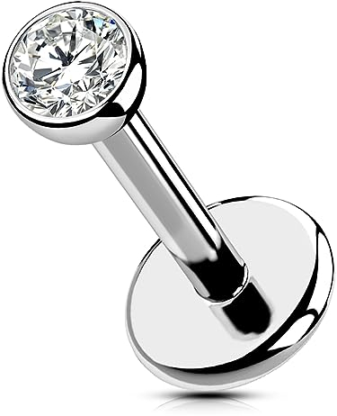 OUFER Body Piercing Titanium Lippenpiercing Push in Labret Piercing Stud Jewellery 18G 5/6/8/10/12mm Labret Stud Tragus Helix Cartilage Stud Bar Piercing Jewellery