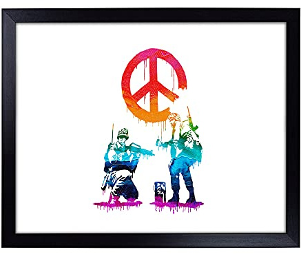 Big Box Art Lap Tray with Cushion | Banksy Peace Soldiers | Padded Bean Bag Cushion | For Eating, Working, Crafting, Laptop | Portable Table Desk