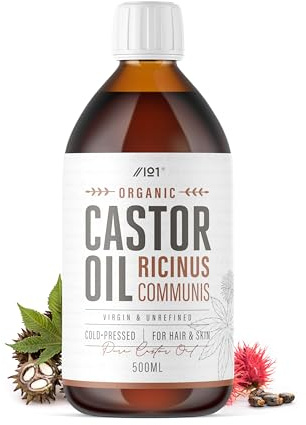 Organic Castor Oil 500ml – 100% Unrefind & Cold Pressed – Hexane Free – for Skin & Hair – Sustainably Sourced – By Alpha01