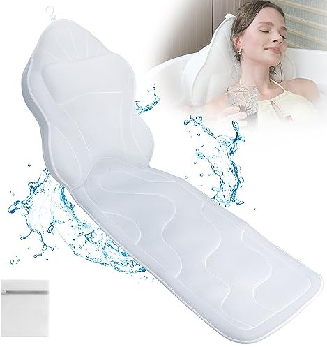 Poemland Luxus Dicke, volle Körper Badewannenkissen Mat & Cushion für Badewanne Kopfstütze Hals Schulter unterstützt Comfort Entspannung Spa Accessories Perfekt für Eintauchen in der Badewanne (Weiß)
