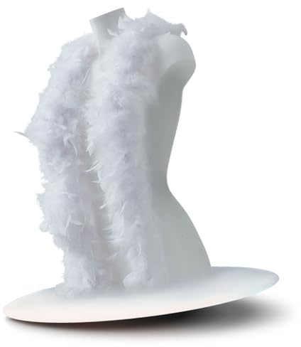 Runesol Boa Plumas Blanco, 50 gramos Boas de Pluma, 1.8 metros, Feather Boa para Fiestas, Hen Dos, Disfraz Despedida Soltero, Accesorios Concierto, Orgullo, LGBT