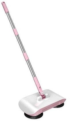 Meoky Barredora de Empuje Manual para Limpieza del hogar, barredora de alfombras 2 en 1 para Limpiador de Pisos de Doble Uso seco y húmedo para Uso doméstico,Rosado