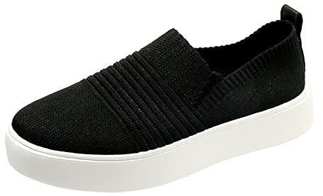 Zapatos para Caminar para Mujer Ocio Mujeres Four Seasons Sólido Antideslizante Plano Punta Redonda Zapatos sin Cordones de Malla Transpirable Zapatos Mocasines para Mujer Calzado cómodo para Caminar