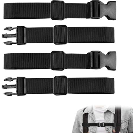 Verstellbarer Brustgurt-Set für Rucksäcke - 2 Stück Brustgurt für Schulranzen, Rutschfest Strapazierfähiger Brustgurt, Nylon Brustgurt mit Schnalle, für Schulrucksack Außerhalb Reise (Schwarz)