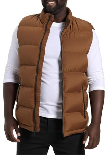 Mlgaril Men'S Winter Lightweight Puffer Vest Sleeveless Jacket Casual Puffy Vests, Brown, 5XL