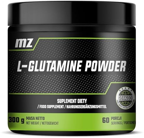 L-glutamina 4950 mg + vitamina B6 – Polvo 300 g | 60 raciones – Apoyo al metabolismo y fácil de mezclar – MZ