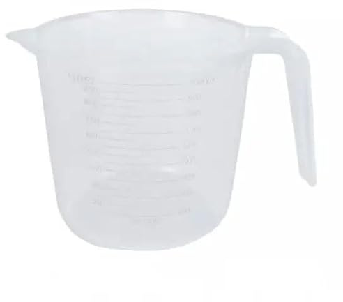 Plastic Lightweight 1L Measuring Jugs, Sturdy and Hardwearing, Easily Storable and Stackable, Measuring Scale Markings on The Side in ml and Ounces