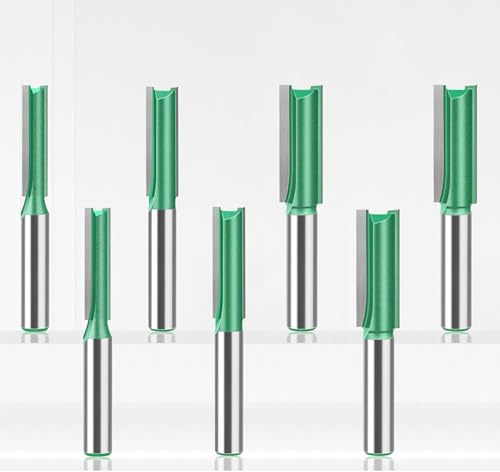 LEPEVNEY Set di 7 punte dritte per fresa con gambo da 8 mm, doppia scanalatura per lavorazione del legno, 6 mm, 7 mm, 8 mm, 9 mm, 10 mm, 11 mm, 12 mm di diametro di taglio