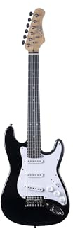 EKO GUITARS – Chitarra Elettrica ST‑100 3/4, Corpo Pioppo, Manico Acero, Tastiera WPC 21 Tasti, 3 Pickup Single‑Coil, Ponte Tremolo, Scala 580 mm, Colore Nero