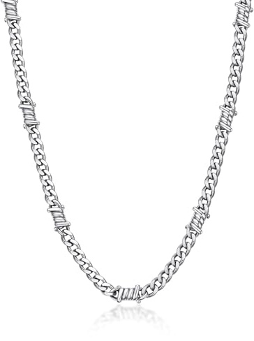 Bandmax Chaîne Homme Acier Inoxydable Épines de 40/45/50/55cm de Longueur, Chaîne Cubaine Gothique de 5/7/9/12 mm de Largeur, Collier Hip Hop pour Anniversaire