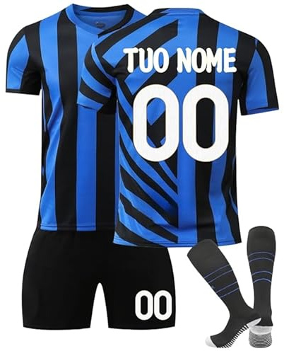 personalizzata Maglia da calcio per bambini 2025/2026, maglietta da calcio con nome e numero, sportivo set da allenamento per, maglietta, pantaloncini e calzini, regalo tifosi di calcio per ragazzi