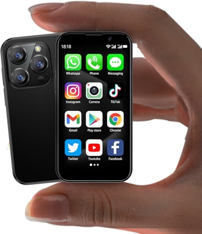 BLKE S 3,0 HD-Touchscreen-Mini-Smartphone, entsperrtes Android-Mini-Telefon, Gesichtserkennung, Dual-SIM, WLAN, GPRS, ultradünnes Gehäuse für Kinder, Handy mit Quad-Core Schwarz