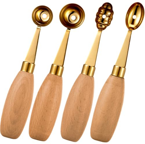 DOITOOL Set 4 Pezzi Scavino per Melone in Acciaio Inox, Cucchiaio per Palline di Melone e Anguria, Utensile da Cucina per Frutta, Gelato e Dessert, Facile da Pulire e Ergonomico