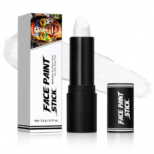 Face Paint Stick vit, vattentät bodypainting färger för halloween | Creamy Bländbar pinne, svettbeständig, enkel borttagning, halloween kroppsfärg smink penna för ansikte, läppar & kropp