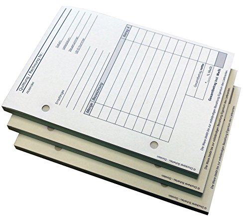 5x Block Rechnung/Quittung - Quittungsblock - 3 x 30 Blatt DIN A6 hoch - gelocht - SD -durchschreibend (22503)
