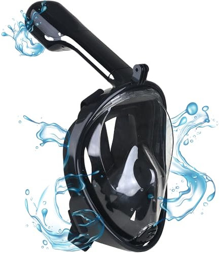 Gadgy® Vollgesichts-Schnorchelmaske mit Kamerahalterung – 180° Panoramablick – Auslaufsichere Tauchmaske für Erwachsene – Anti-Beschlag Schnorchelmaske in Schwarz L/XL