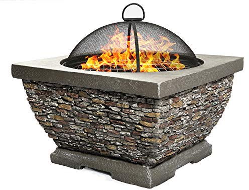 Homeology TONTERIA Prestigious Garden & Patio Heater Fire Pit Brazier and Barbecue with Eco-Stone Finish