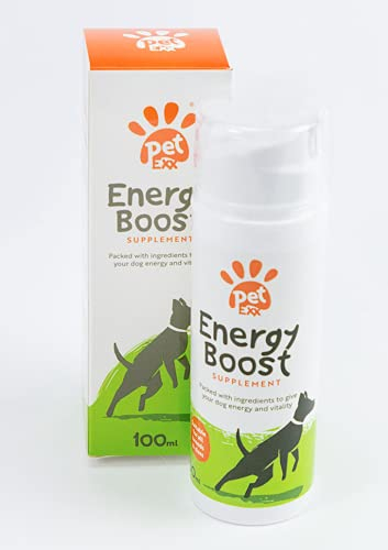 PetExx Energy Boost 100ml - multivitamin rehydration immune support electrolyte pet supplement for energy increase with Beta Glucans Prebiotics Amino acids vitamins A E D3 & B12 & green tea