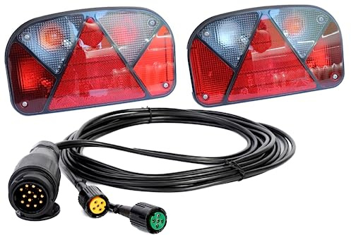 UNITRAILER Kit feux remorque LED 13 broches – Éclairage complet avec feux arrière Aspöck Multipoint II + faisceau électrique 5 m – Feux de remorque avec câble pour voiture