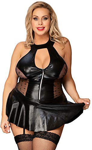 ohyeahlady Läderklänning, damer, sexiga stora storlekar, babydoll-remmar, underkläder, damer, sexiga underkläder, kurvig, erotisk, kattdräkt, mulliga kvinnor, negligé, wetlook, sexiga underkläder,