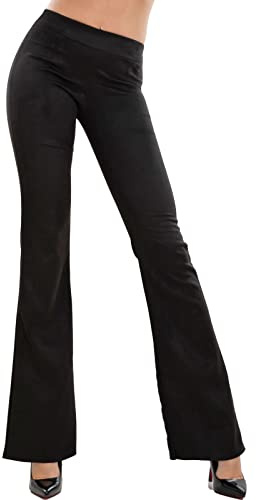 Toocool Women's Flare Trousers Velvet Corduroy Bell Bottom Pants High Waist Stretchy Elegant Bootcut VI-82148 [L, Black]