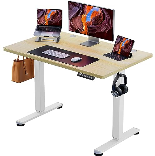 ErGear Electric Standing Desk Height Adjustable 100 x 60cm, Sit Stand Desk with 4 Memory Smart Pannel for Home Office with Splice Board