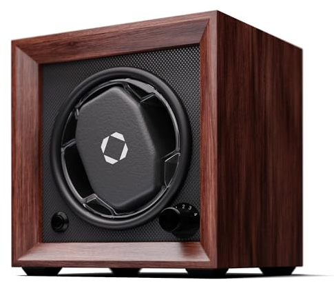 KLARSTEIN Remontoir de Montre pour Montres automatiques, Remontoir de Montre Automatique pour 1 Montre, avec Porte en Acrylique, LED Bleues, Remontoir de Montre avec 4 réglages TPJ