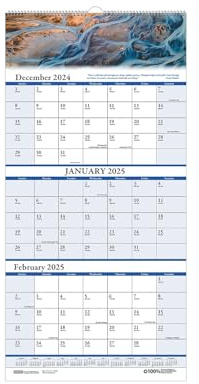 House of Doolittle 2025 Wall Calendar, Three-Month View, Earthscapes Scenic, 8 x 17 Inches, December - January (HOD3636-25)