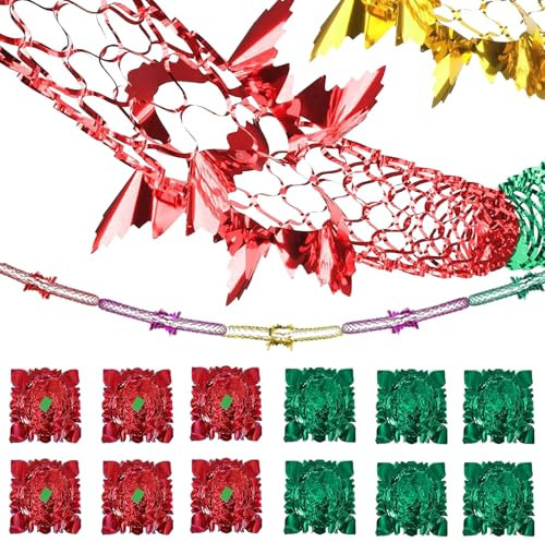12 Pcs Christmas Ceiling Decorations, 9ft Christmas Foil Garland Festive Hanging Tinsel Swirl Decorations for Xmas New Year Party Supplies