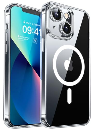 CANSHN Funda Magnética para iPhone 13 (6.1 Pulgadas), Compatible con MagSafe, [Protección Total de La Cámara] Carcasa Teléfono Antigolpes,Transparente