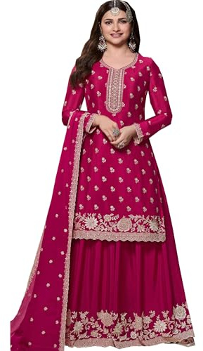 Designerharsha festkläder Salwar Kameez-klänning indisk redo att bära Sharara Palazzo med Dupatta-set, 34